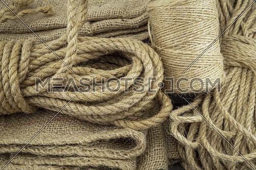 Jute twine, sackcloth fabric in close-up-246970